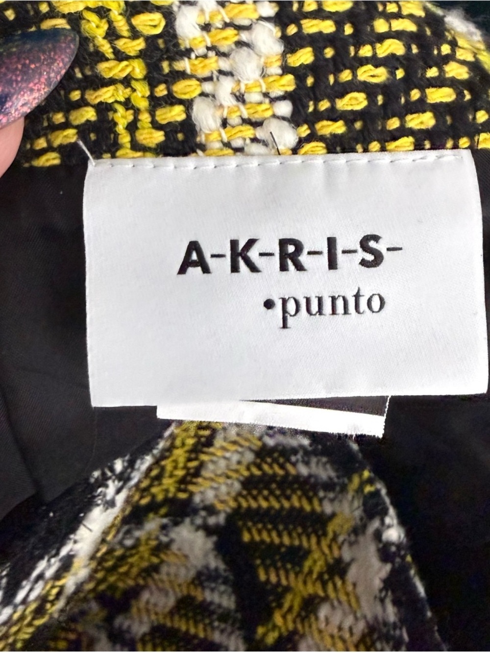 AKRIS PUNTO | Plaid Tweed Fringe Hem in Glen Check Print Mini Skirt Sz. 10 Y2K - Picture 3 of 5